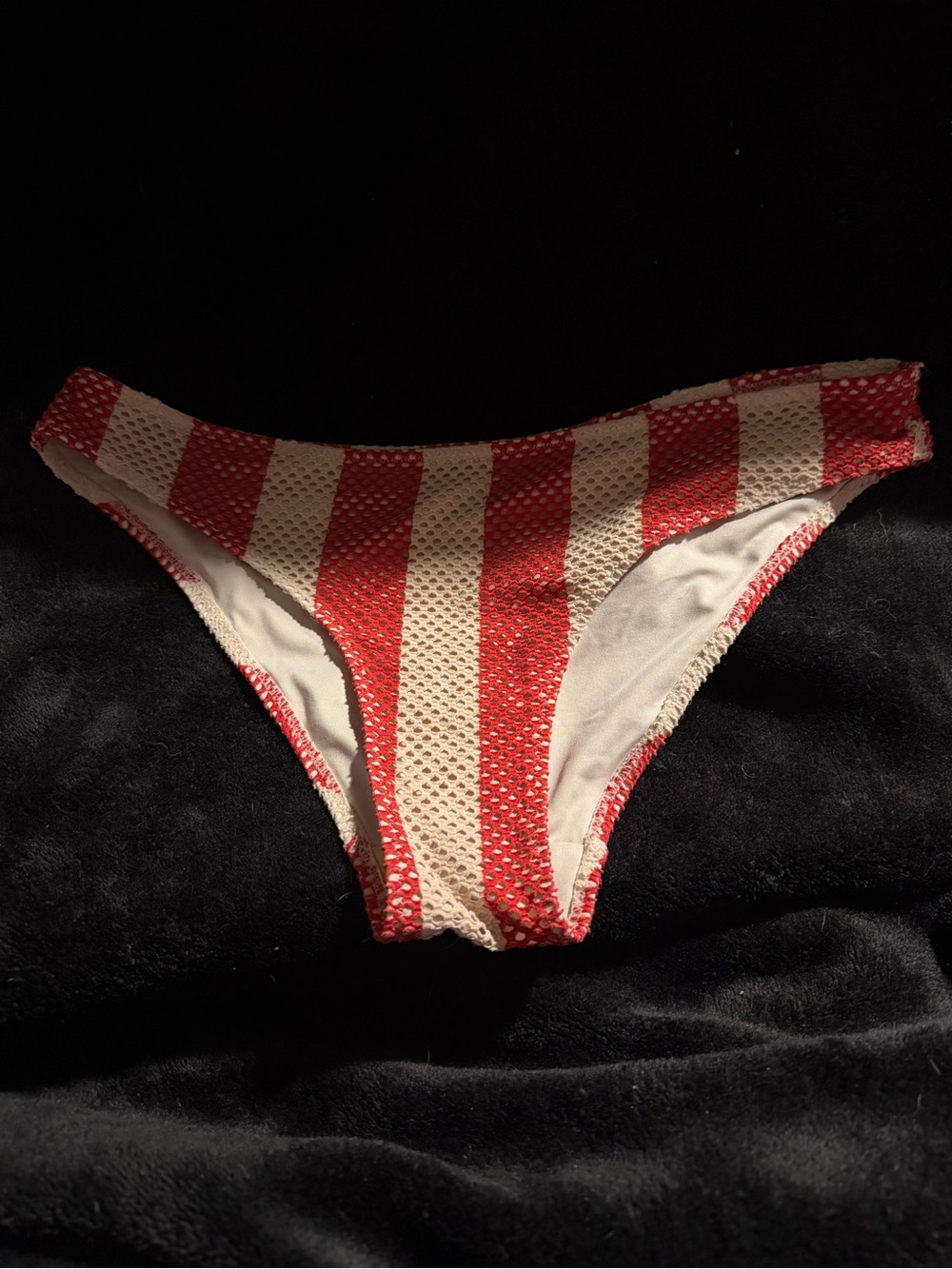 H&M Red and Cream Striped Bikini Bottom, size 6, EUC